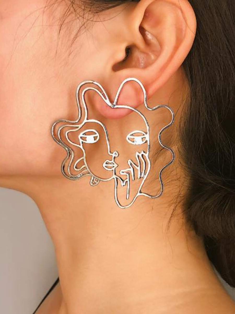 picasso line art silver earrings fashion accessories women's jewelry