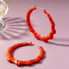 orange bamboo hoop earrings women's jewelry