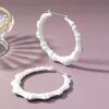 white bamboo hoop earrings women's jewelry accessories shop hip hop fashion