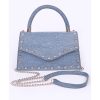 silver stud denim handbag, women's crossbody bag