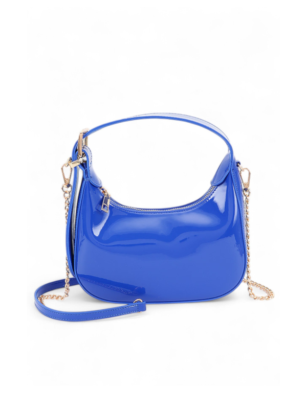 adina patent leather cobalt blue handbag, statedchic