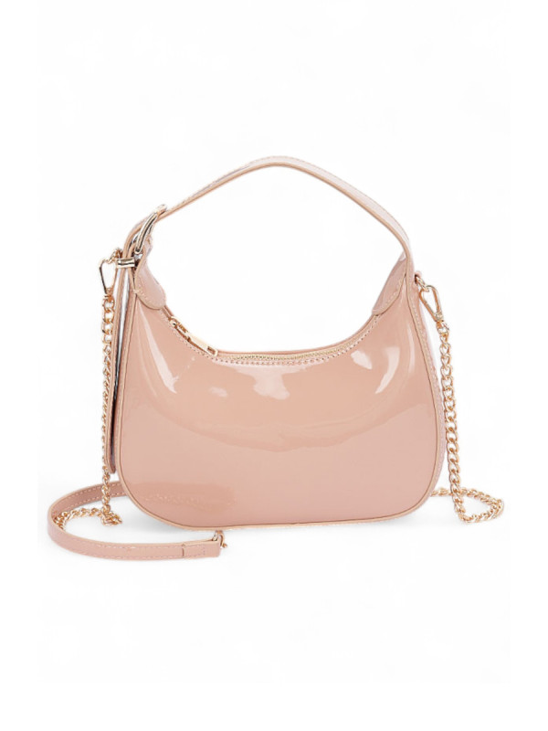 nude patent leather handbag, dark beige handbag