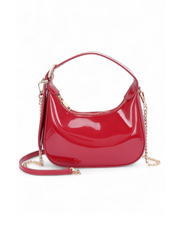 red patent leather handbag