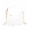 white patent leather buckle handbag